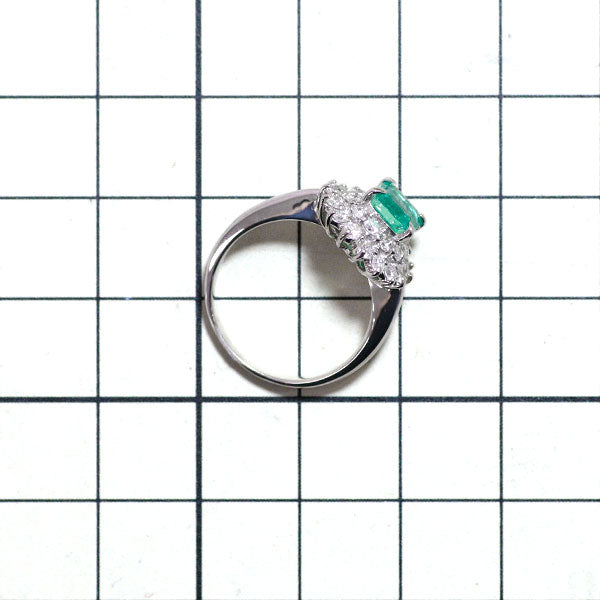 Pt850 Emerald Diamond Ring 0.91ct D0.67ct 