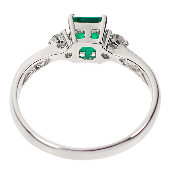 Pt900 Emerald Diamond Ring 0.488ct D0.097ct 