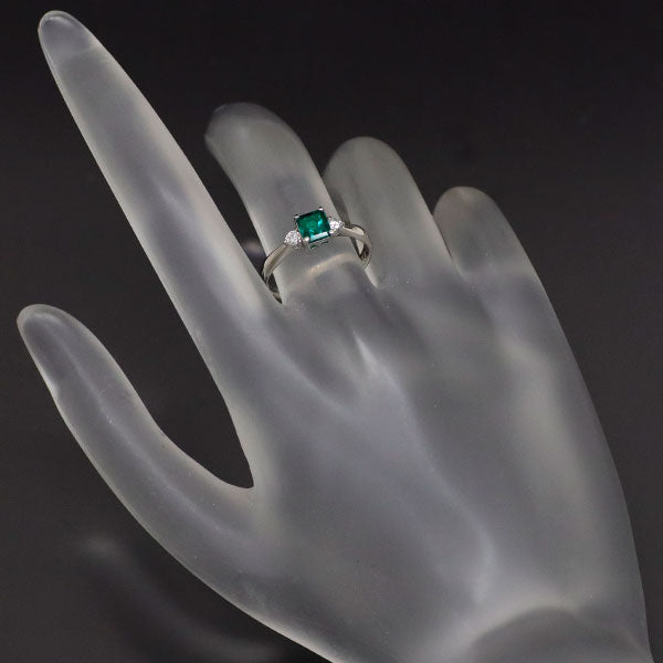 Pt900 Emerald Diamond Ring 0.488ct D0.097ct 