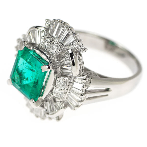 Pt900 Emerald Diamond Ring 2.32ct D1.39ct 