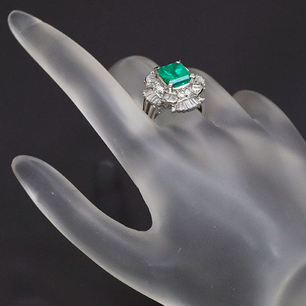 Pt900 Emerald Diamond Ring 2.32ct D1.39ct 