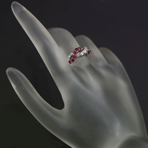 Pt900 Ruby Diamond Ring 0.72ct D0.56ct 