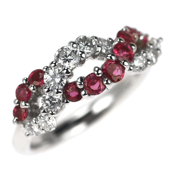 Pt900 Ruby Diamond Ring 0.72ct D0.56ct 