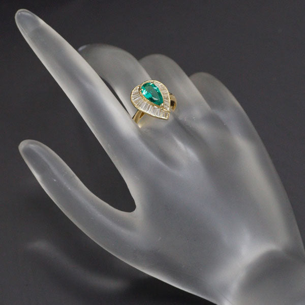 K18YG Emerald Diamond Ring 1.02ct D0.81ct 