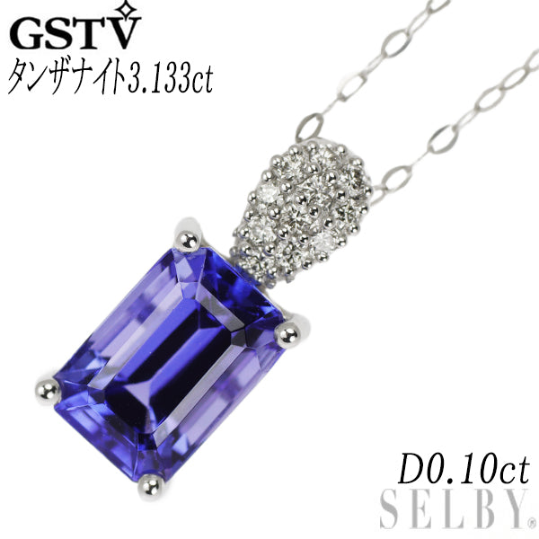 GSTV Pt950 Tanzanite Diamond Pendant Necklace 3.133ct D0.10ct 