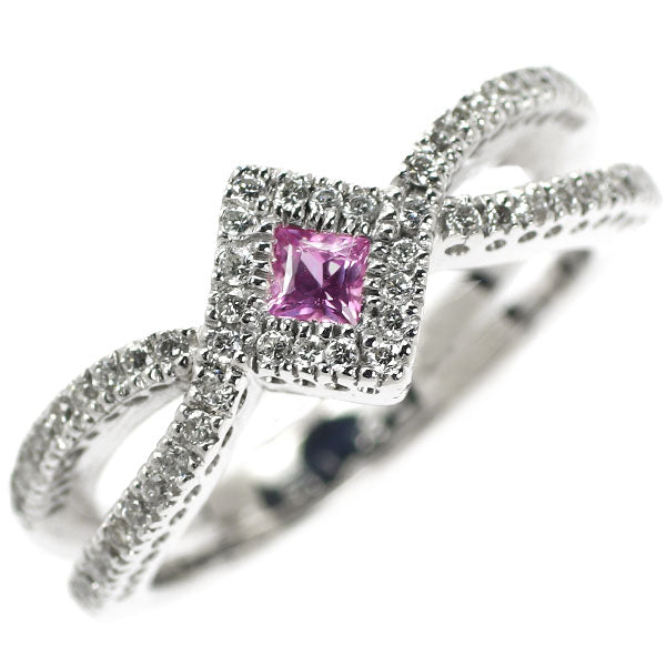 K18WG Pink Sapphire Diamond Ring 0.30 D0.19ct 