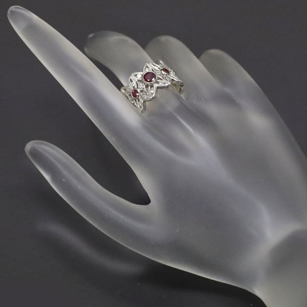 Pt900 Ruby Diamond Ring 0.75ct D0.32ct 