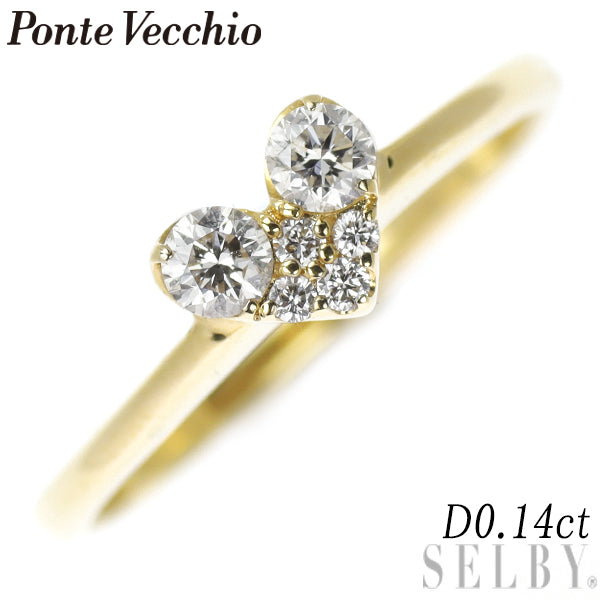 Ponte Vecchio K18YG Diamond Pinky Ring D0.14ct Heart 