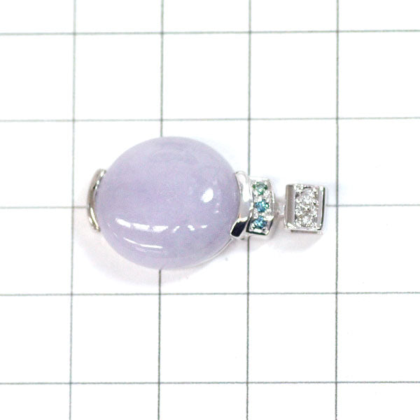 K18WG Lavender Jade Diamond Pendant Top 12.65ct D0.07ct 