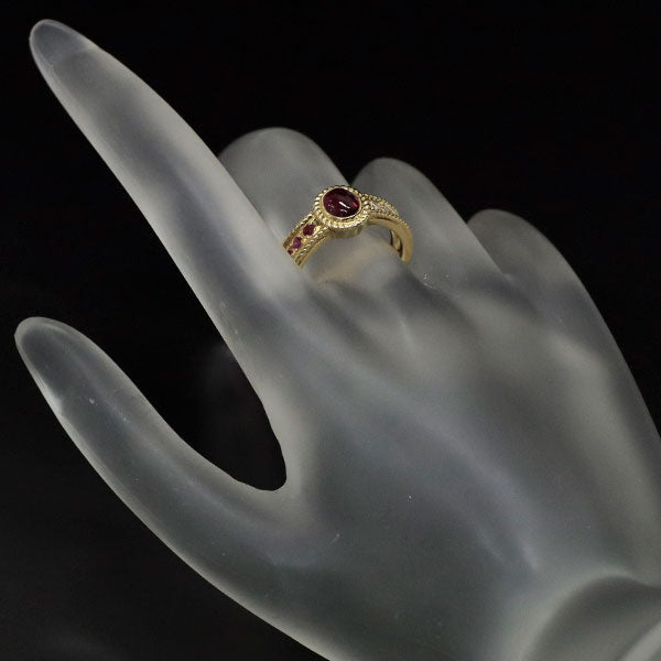 K18YG Ruby Diamond Ring 1.13ct D0.08ct 