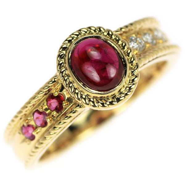 K18YG Ruby Diamond Ring 1.13ct D0.08ct 