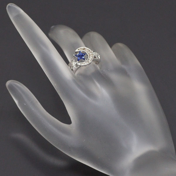 K18WG Kite Cut Sapphire Diamond Ring Star Moon 