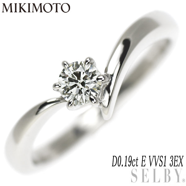 MIKIMOTO Pt950 Diamond Ring 0.19ct E VVS1 3EX 