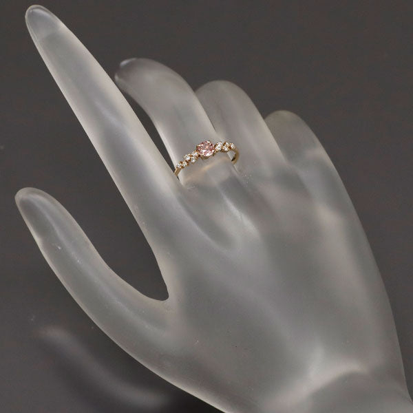 New K18PG Padparadscha Sapphire Ring 0.318ct D0.10ct [Escore] 