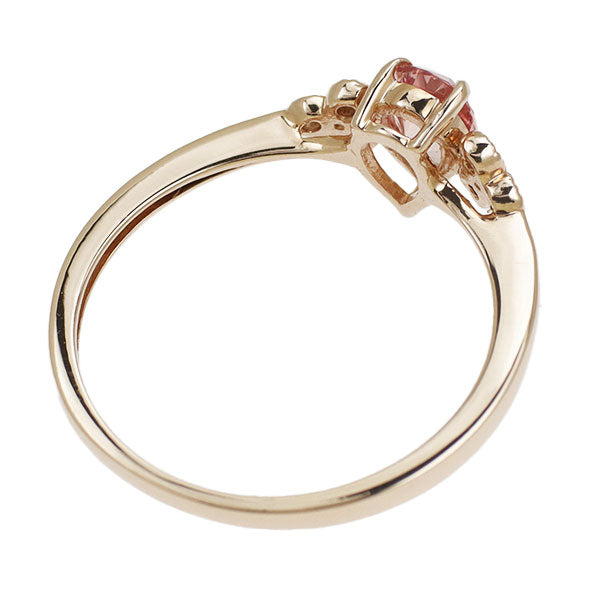 New K18PG Padparadscha Sapphire Diamond Ring 0.469ct D0.03ct [Escore] 