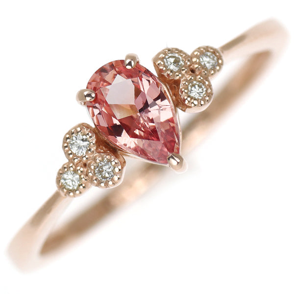 New K18PG Padparadscha Sapphire Diamond Ring 0.469ct D0.03ct [Escore] 