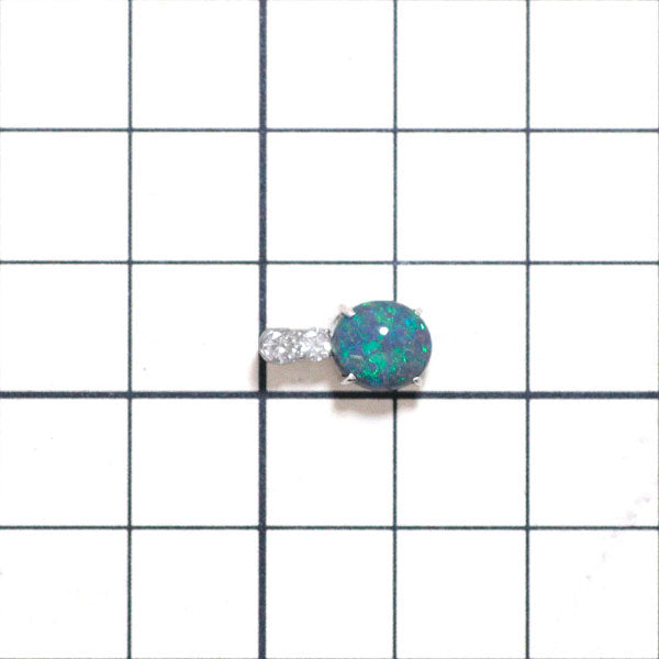 K18WG ブラックオパール ダイヤモンド ペンダントトップ 1.18ct D0.14ct