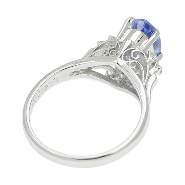 Pt900 Sapphire Diamond Ring 1.46ct D0.11ct 