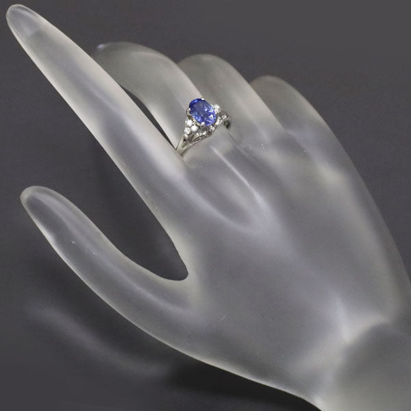 Pt900 Sapphire Diamond Ring 1.46ct D0.11ct 