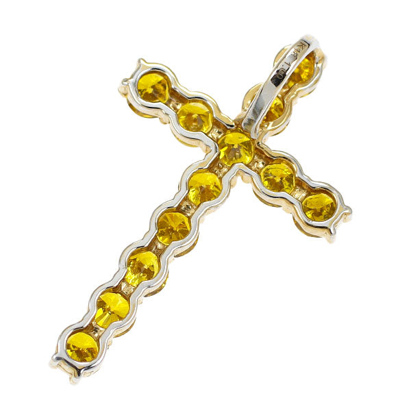 K18YG/WG Synthetic Yellow Diamond Pendant Top 1.00ct Cross 