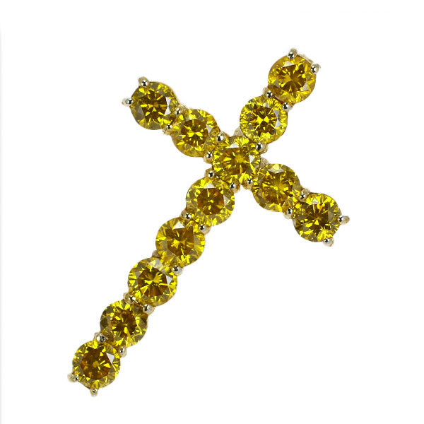 K18YG/WG Synthetic Yellow Diamond Pendant Top 1.00ct Cross 