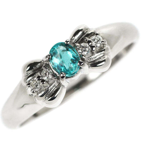 Pt900 Brazilian Paraiba Tourmaline Diamond Ring 0.18ct D0.04ct 