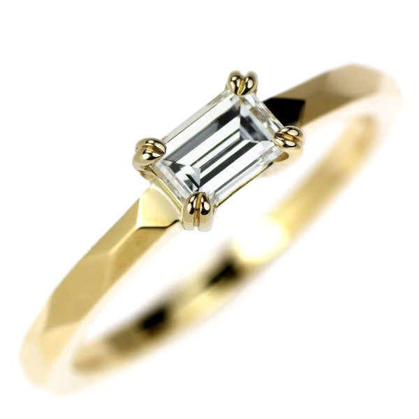 Orecchio K18YG Emerald Cut Diamond Ring 0.308ct E VS1 