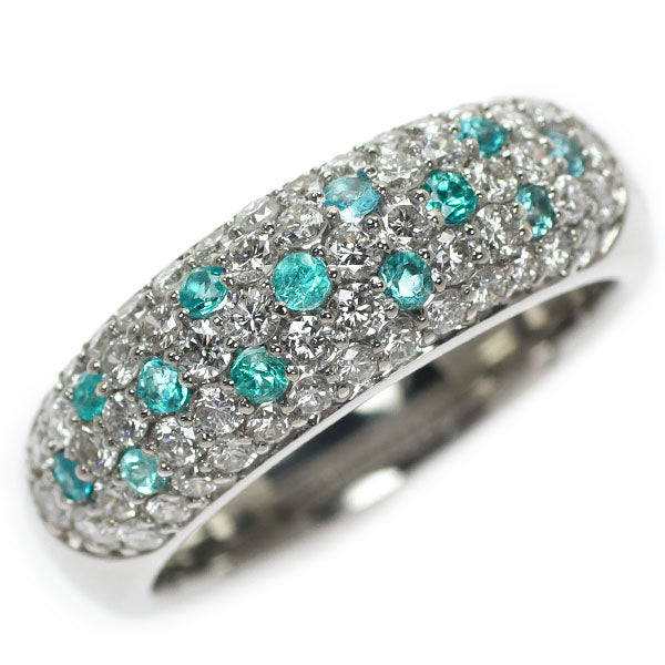 Rare Pt900 Paraiba Tourmaline Diamond Ring 0.24ct D0.88ct 