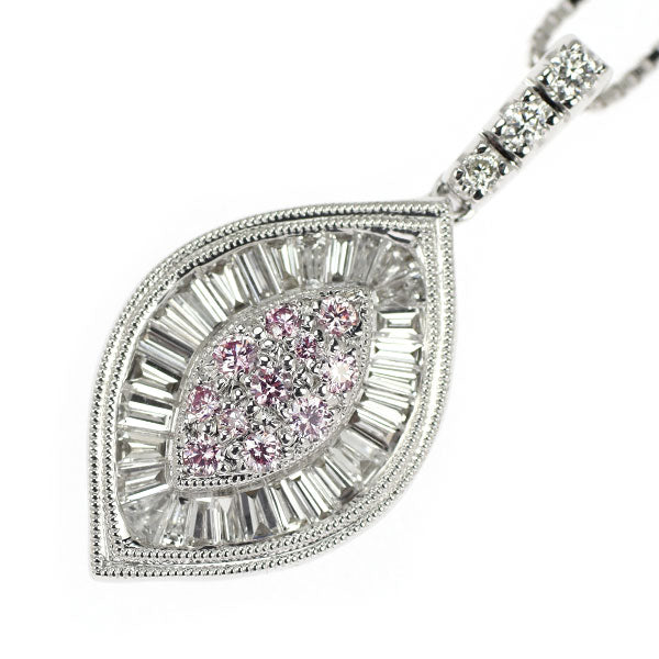 K18WG Natural Pink Diamond Pendant Necklace 0.13ct D0.52ct 