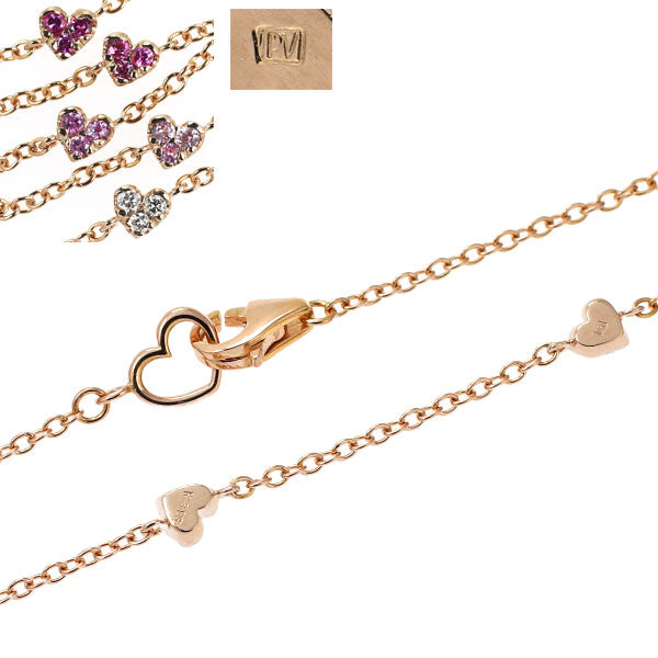 Ponte Vecchio K18PG Diamond Ruby Pink Sapphire Bracelet 0.04ct R0.04ct PS0.13ct Heart Station 