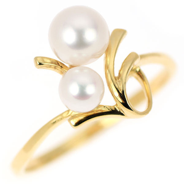 Mikimoto K18YG Akoya pearl ring, diameter approx. 4.2-5.7mm, Toi et Moi, vintage product 