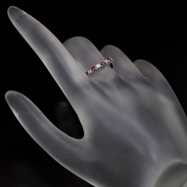 Pt900 Treated Purple Diamond Ring 0.37ct D0.17ct V-Shape 