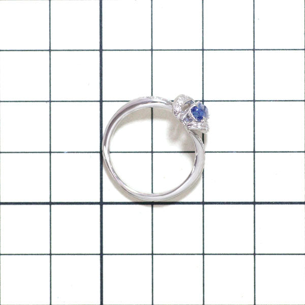 Pt900 Sri Lankan unheated sapphire diamond ring 0.96ct D0.12ct 