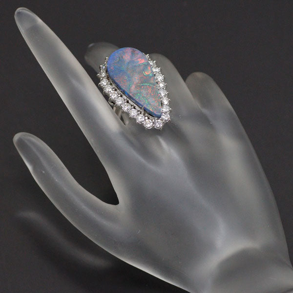 Pt900 Black Opal Diamond Ring 15.013ct D3.21ct 