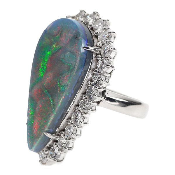 Pt900 Black Opal Diamond Ring 15.013ct D3.21ct 