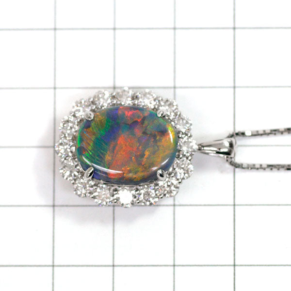 Pt900/ Pt850 Black Opal Diamond Pendant Necklace 7.438ct D2.35ct