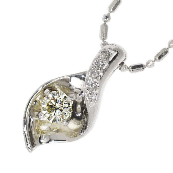 Pt Clover Cut Diamond Pendant Necklace 0.345ct D0.05ct 