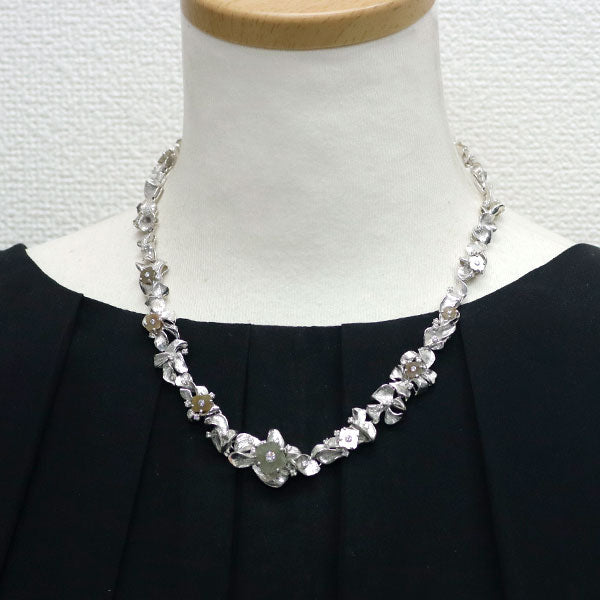 Kahoryu K18WG Rough Cut/Round Diamond Necklace 13.647ct D1.08ct Plant 