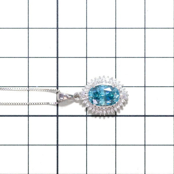 Pt Zircon Diamond Pendant Necklace 4.50ct D0.39ct 