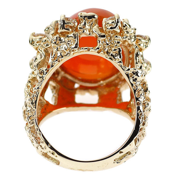 K18YG/K14YG Fire Opal Diamond Ring 