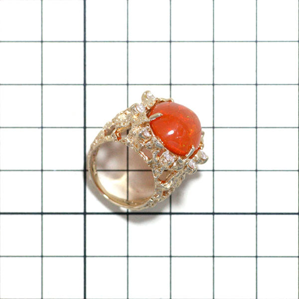 K18YG/K14YG Fire Opal Diamond Ring 