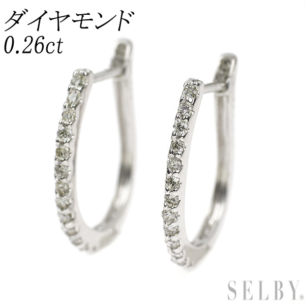 K18WG Diamond Earrings 0.26ct Hoop 