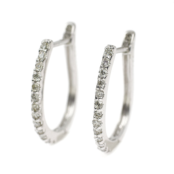 K18WG Diamond Earrings 0.26ct Hoop 