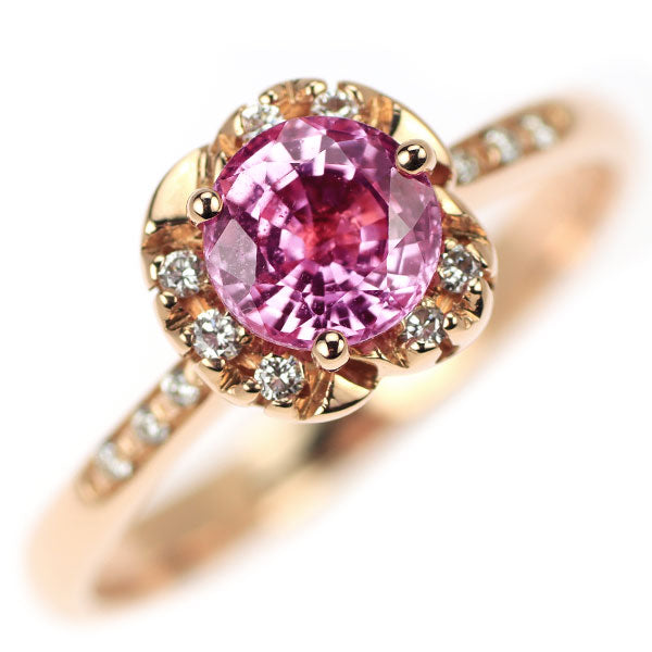 Ponte Vecchio K18PG Pink Sapphire Diamond Ring 0.85ct D0.08ct 