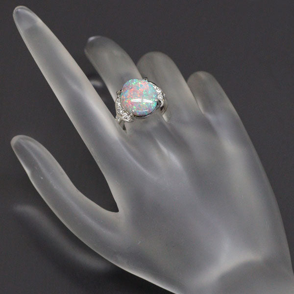 Pt900 Black Opal Diamond Ring 5.793ct D0.392ct 