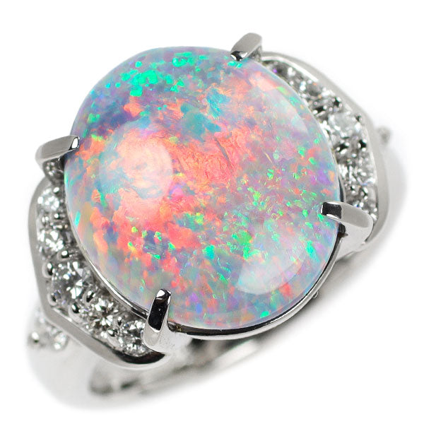 Pt900 Black Opal Diamond Ring 5.793ct D0.392ct 