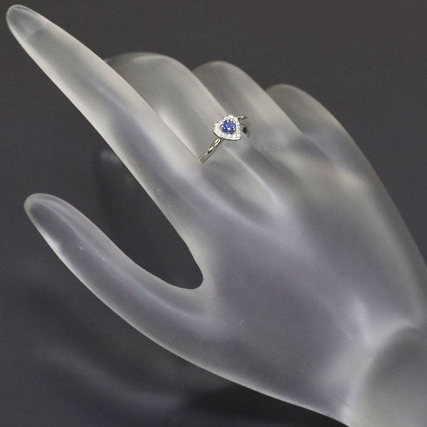 Pt950 Sapphire Diamond Ring 0.18ct D0.05ct Heart 