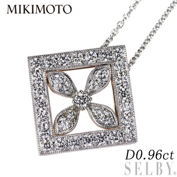 MIKIMOTO K18WG/PG Diamond Pendant Necklace 0.96ct 