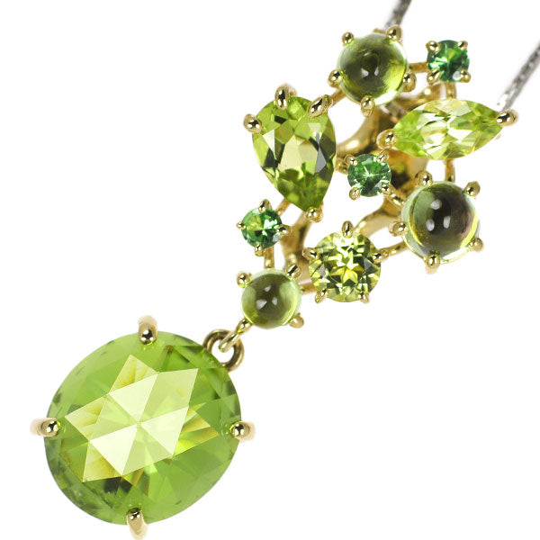 Tasaki Pearl K18YG/WG Dome Cut Peridot Pendant Necklace 3.06ct 