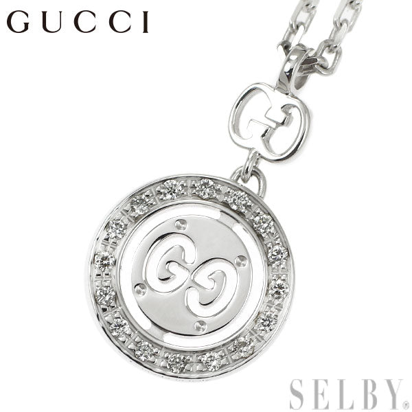 Gucci K18WG Diamond Pendant Necklace Icon Toile 